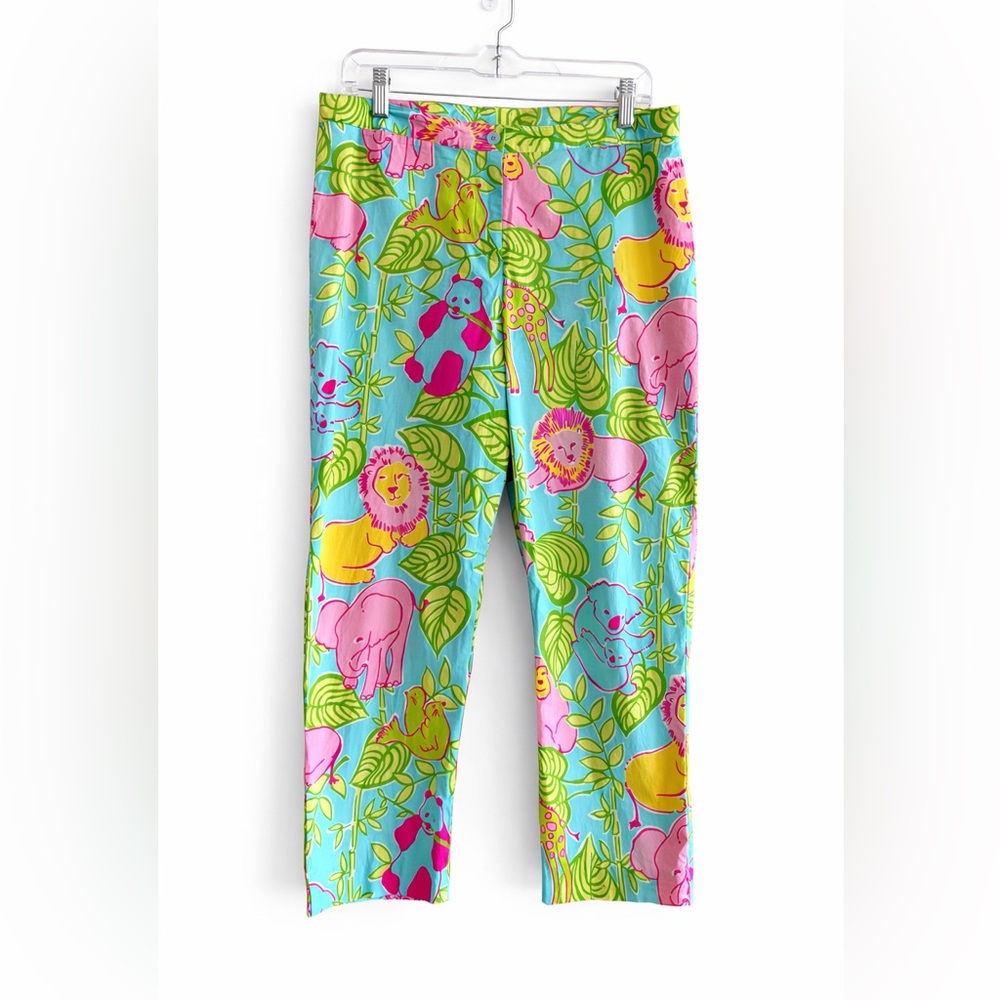 Darling Jungle Animals Print LILLY PULITZER High Rise Pants.Great Condition. 12